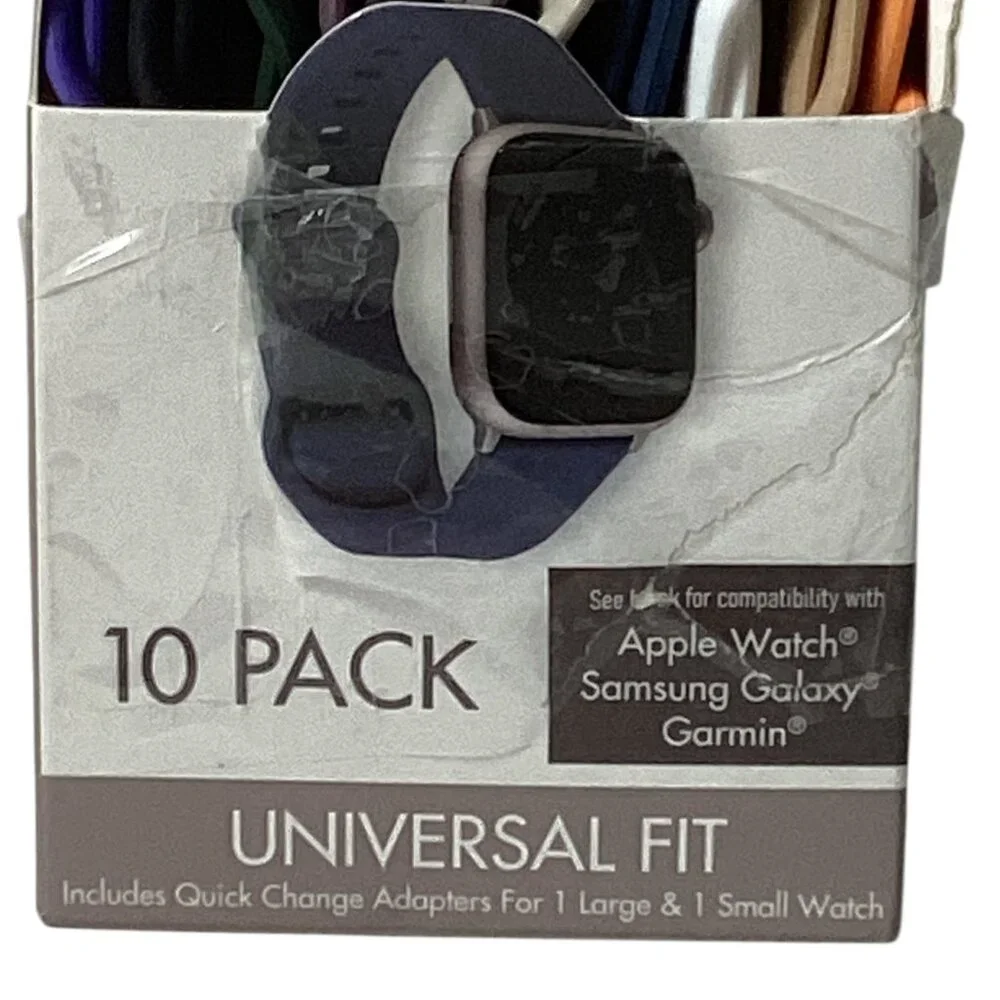 10 Universal Silicone Smart Watch Bands, 10 Colorful, Adjustable Silicone Bands
